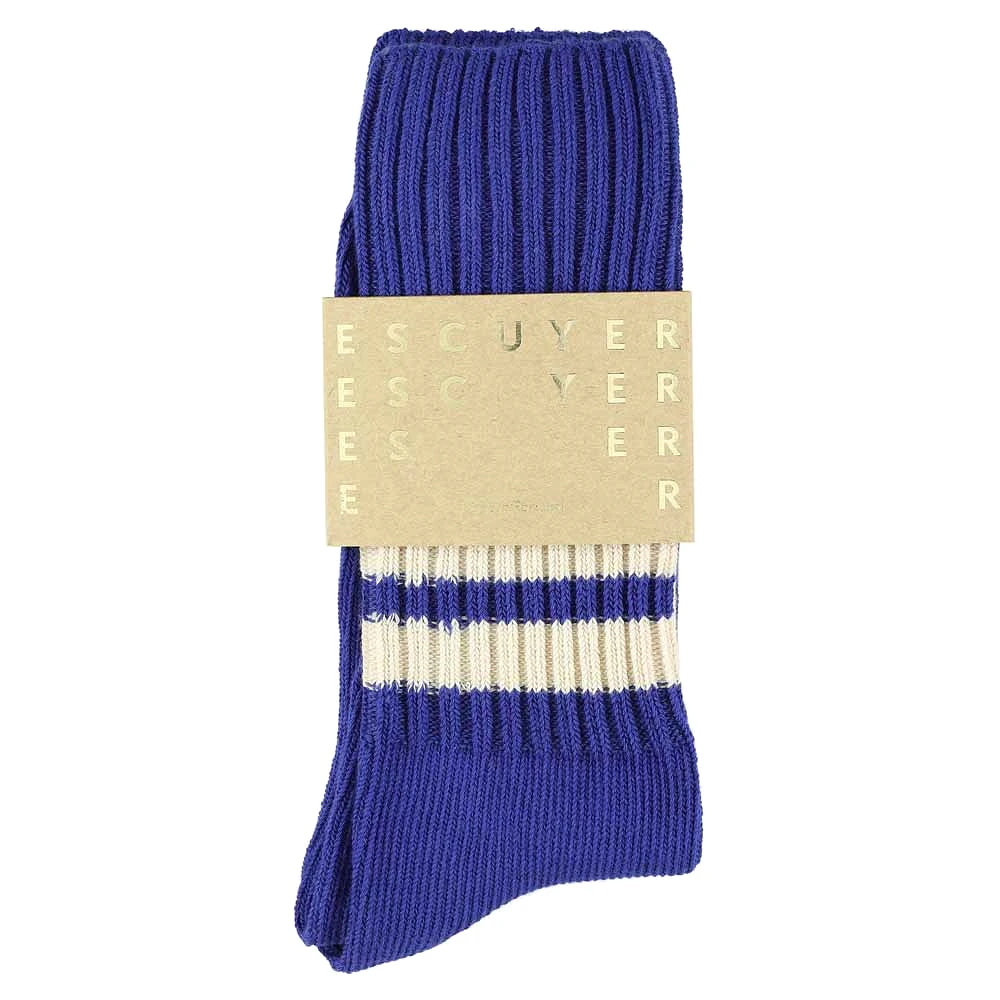 Stripes Crew Socks - Vintage Blue / Ecru