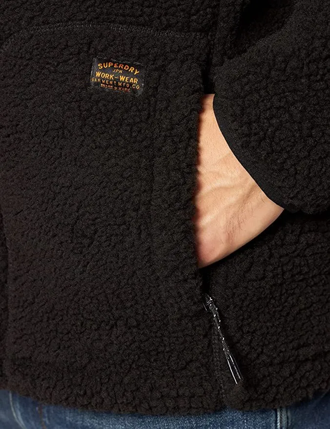 Superdry Sherpa Workwear Fleece Jacket Bison Black