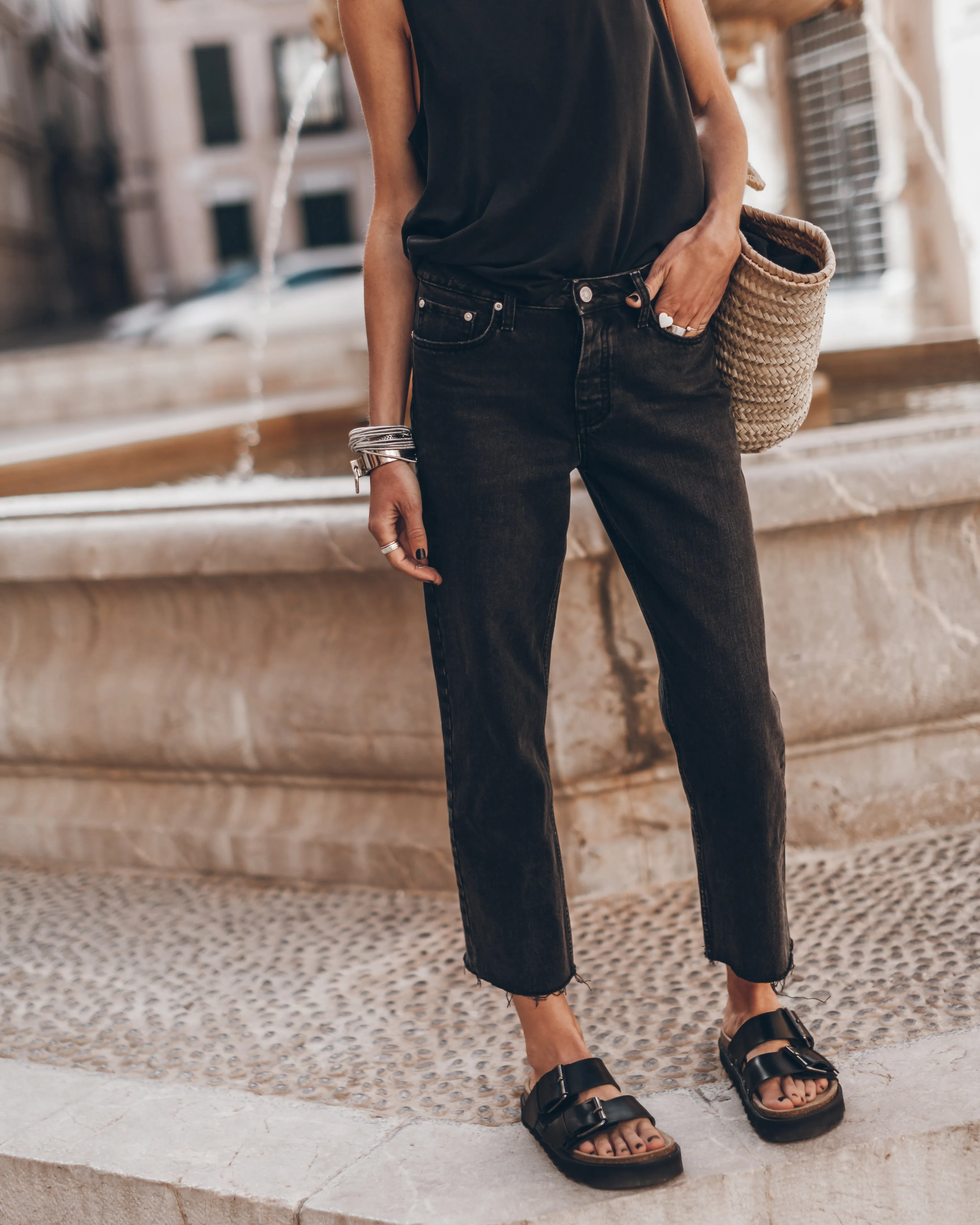 The Black Cropped Straight Jeans