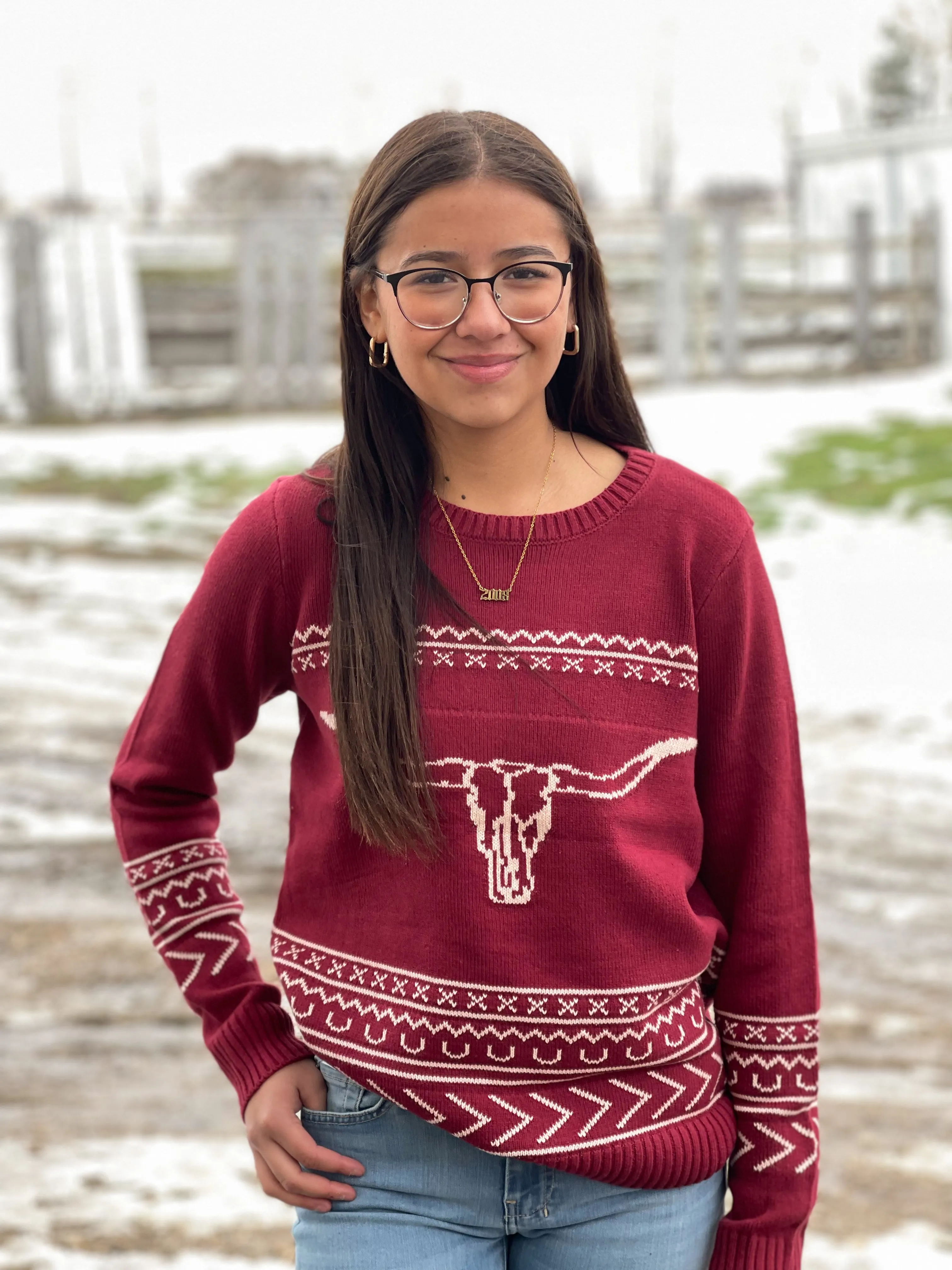 The Longhorn Sweater - Wine