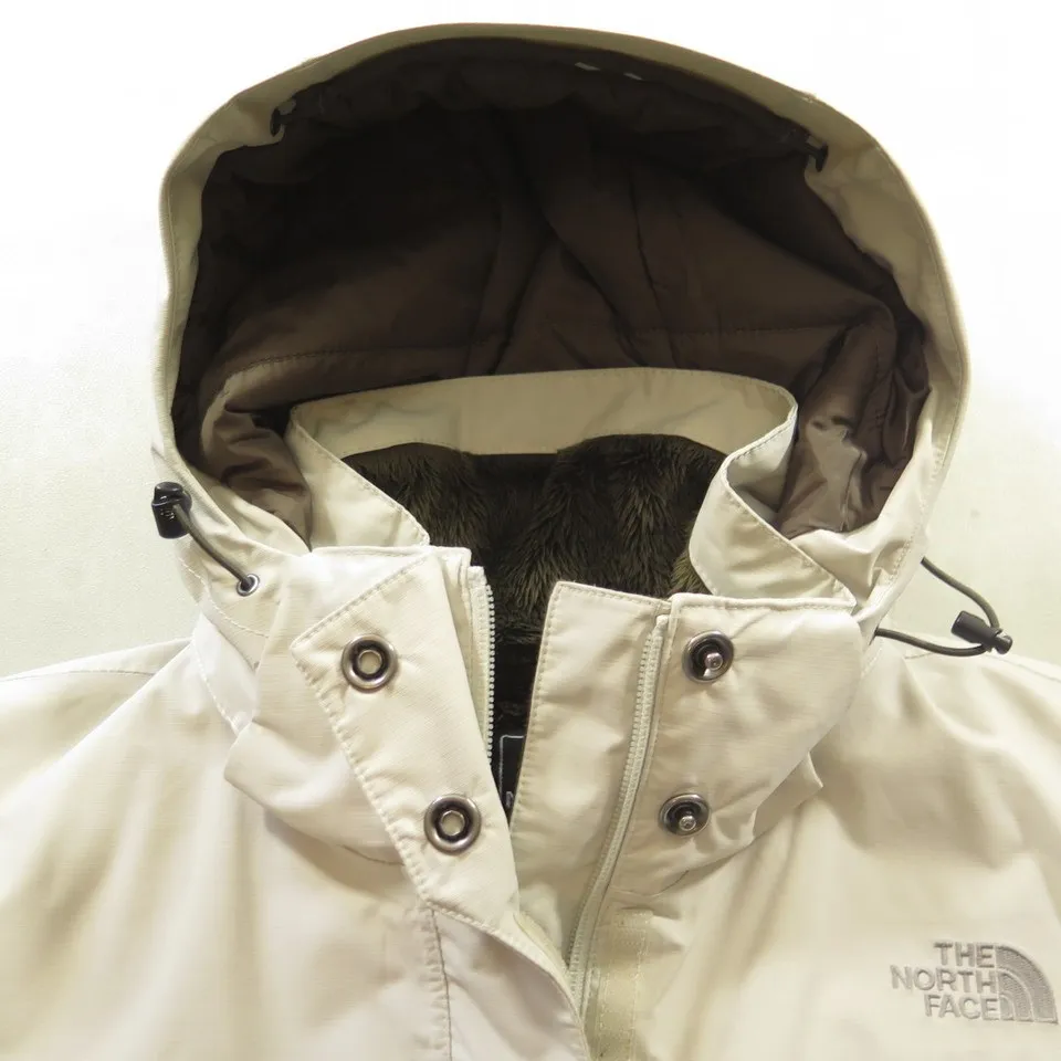 The North Face Puffy Jacket Womens M Fleece Liner Hooded White