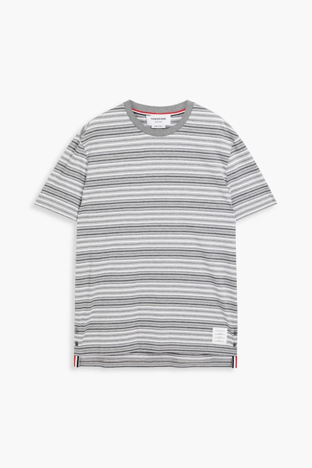 THOM BROWNE  |Crew Neck Stripes Cotton Short Sleeves Designers