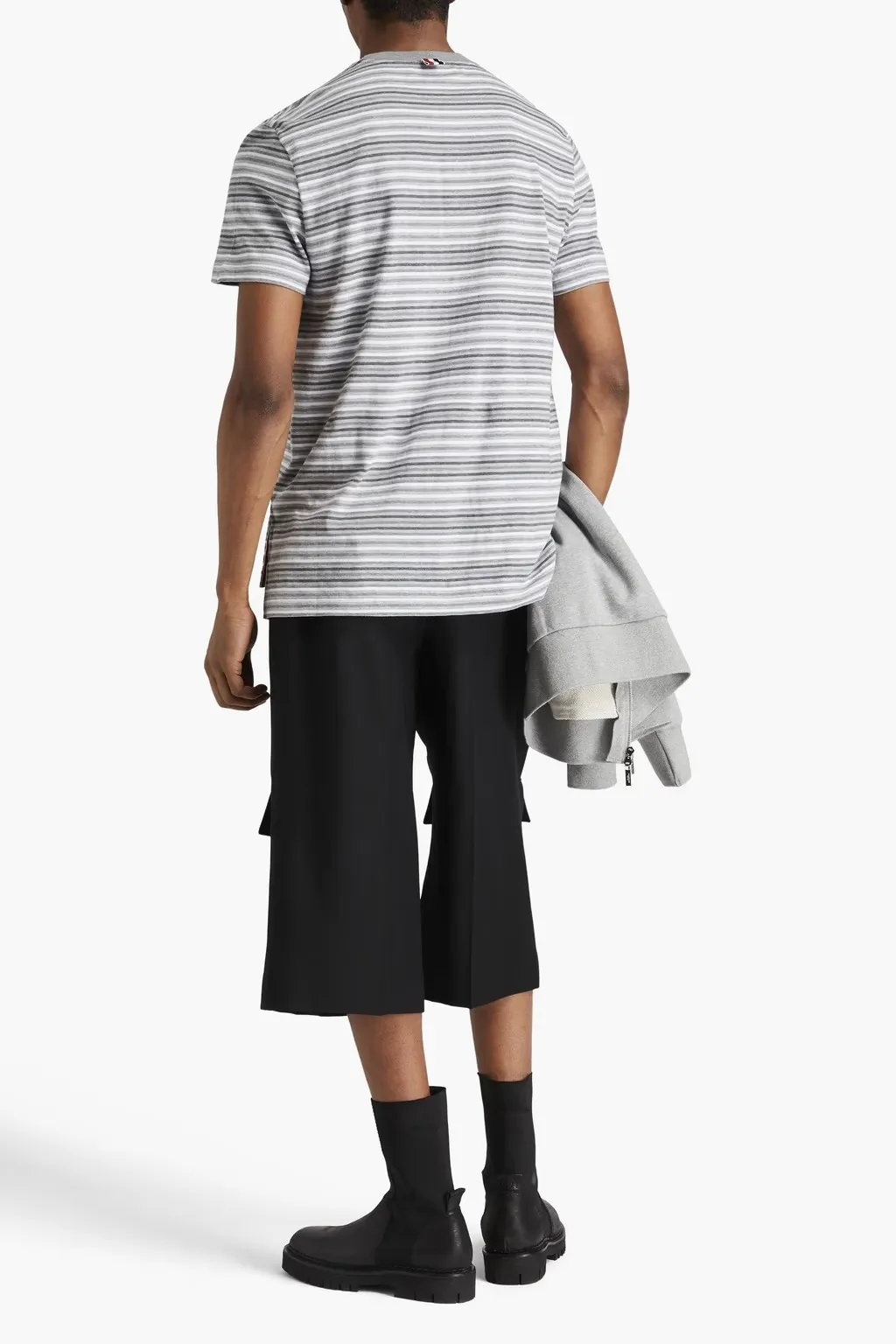 THOM BROWNE  |Crew Neck Stripes Cotton Short Sleeves Designers