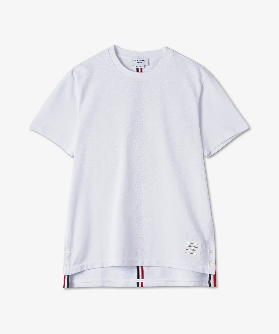 THOM BROWNE  |Crew Neck Stripes Street Style Plain Cotton Short Sleeves