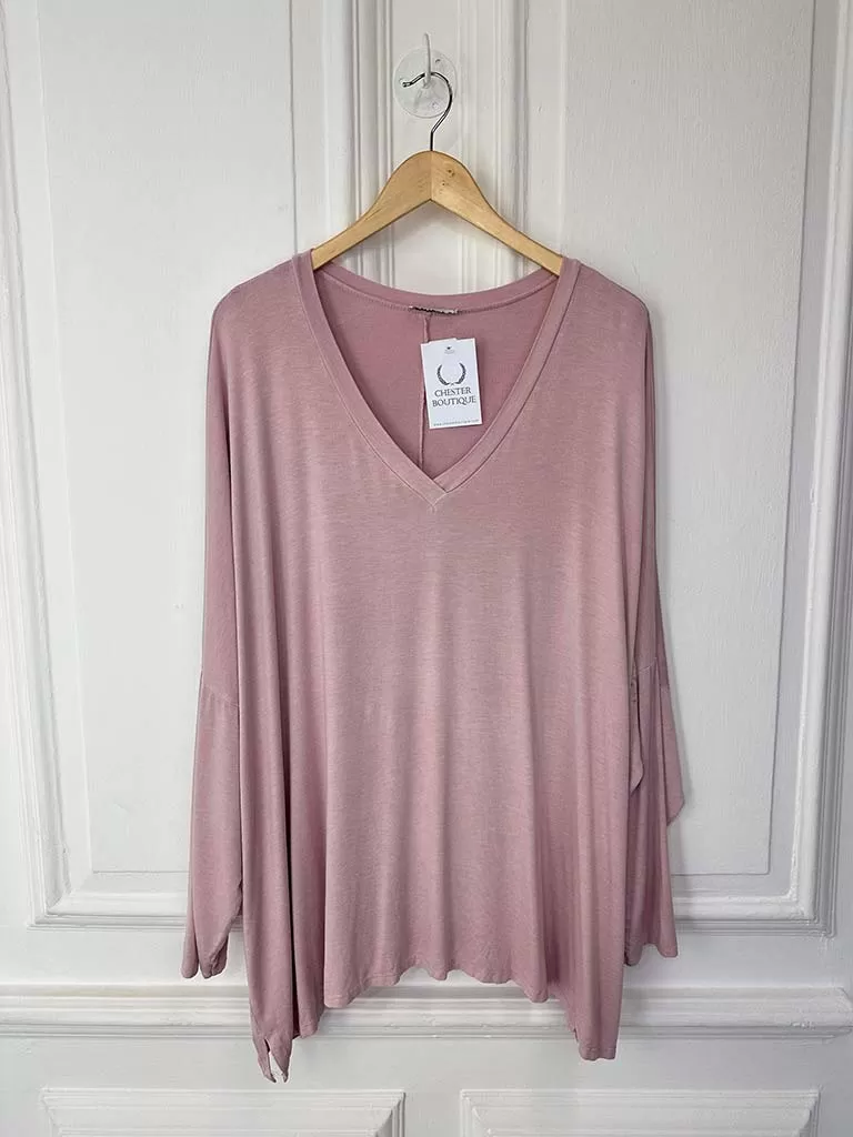 V-Neck Dawny Jersey Top - Blush