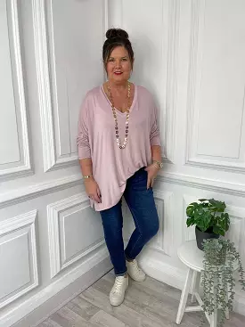 V-Neck Dawny Jersey Top - Blush