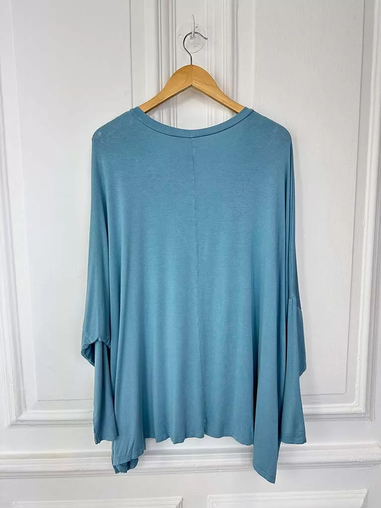 V-Neck Dawny Jersey Top - Maya Blue