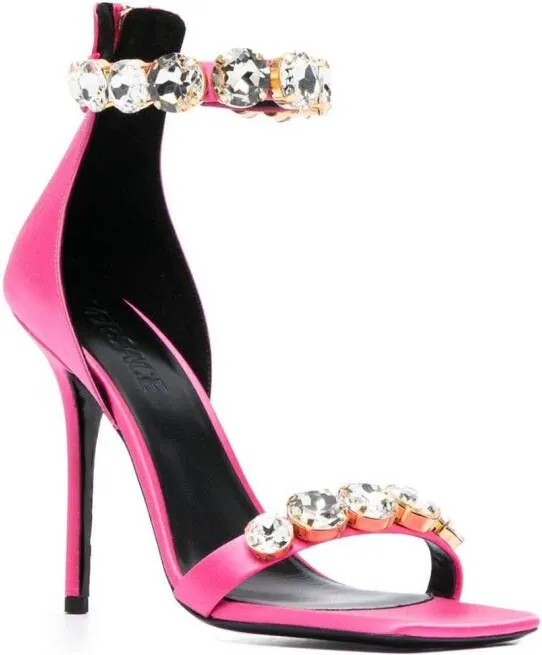 Versace 110mm crystal-embellished satin sandals Pink