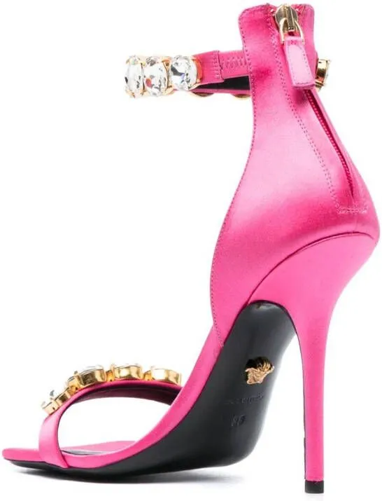 Versace 110mm crystal-embellished satin sandals Pink