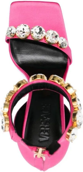 Versace 110mm crystal-embellished satin sandals Pink