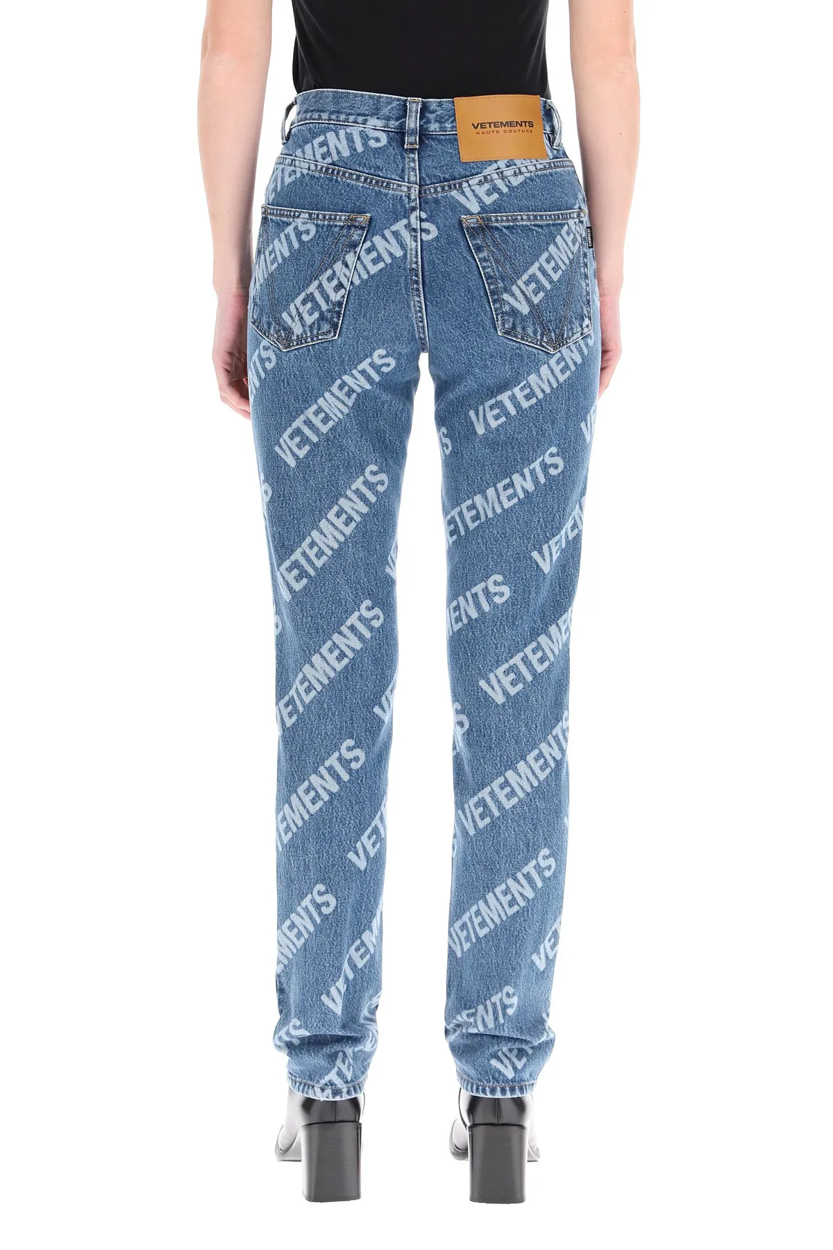 Vetements Allover Logo Printed Straight Leg Jeans