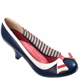 Vintage Nautical Navy And Cream Court Shoes