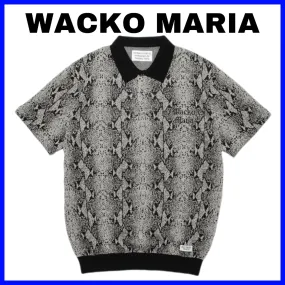 WACKO MARIA  |Silk Cotton Short Sleeves Python Knitted Polo Shirts Polos