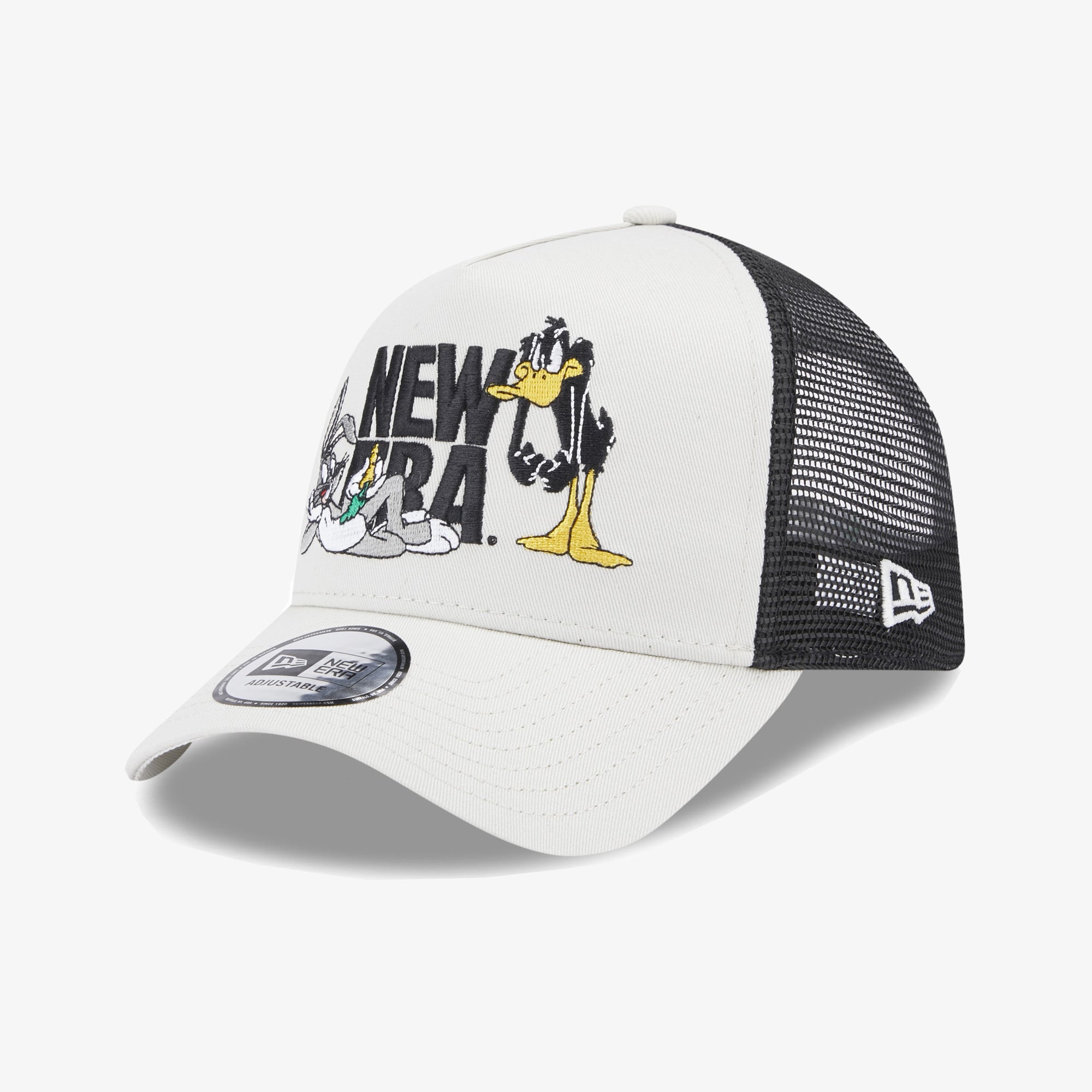 WARNER BROTHERS BUGS BUNNY DAFFY DUCK STONE A-FRAME TRUCKER CAP 'CREAM'