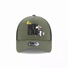 WARNER BROTHERS SYLVESTER AND TWEETIE PIE GREEN A-FRAME TRUCKER CAP