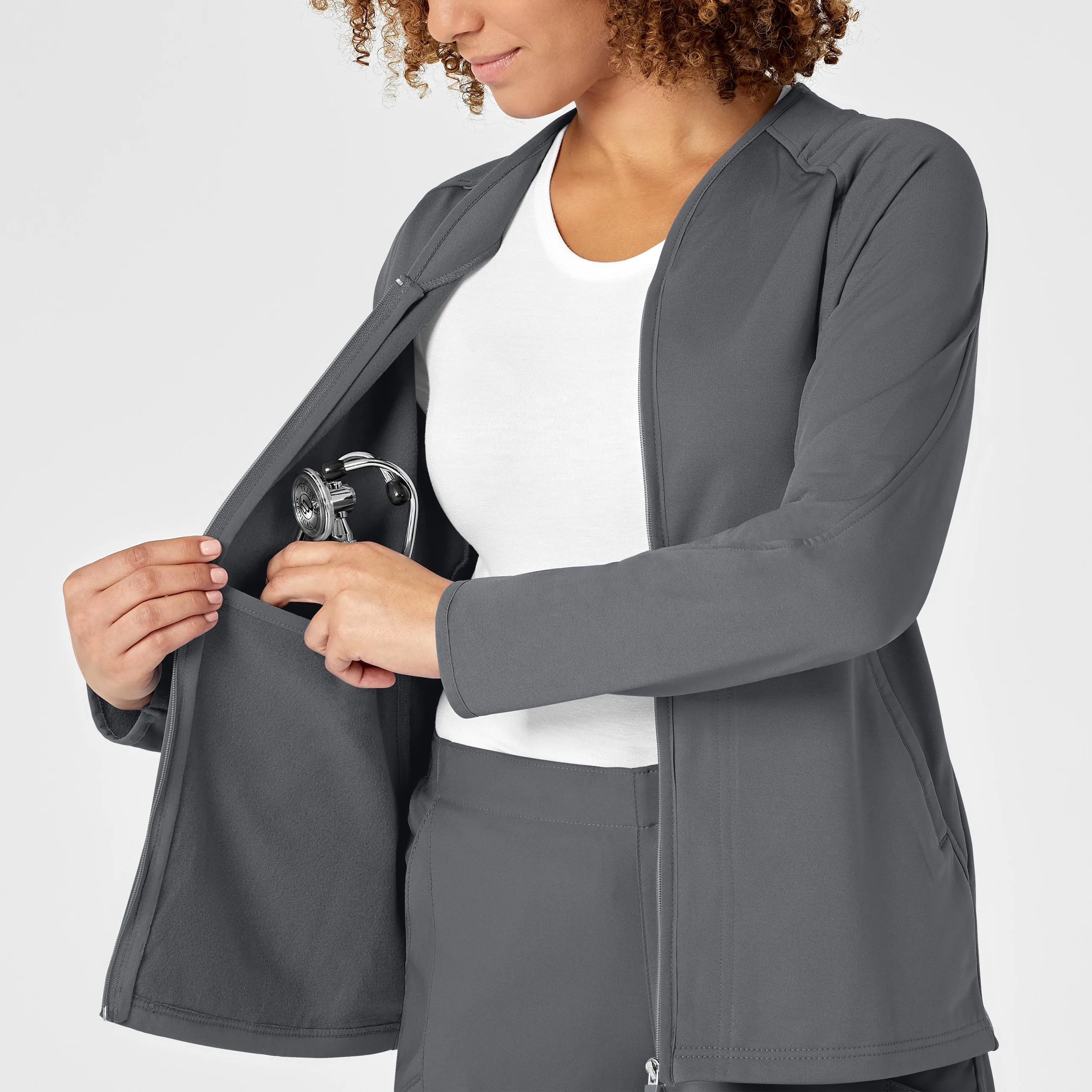 Women's Fleece Full Zip Jacket - Pewter