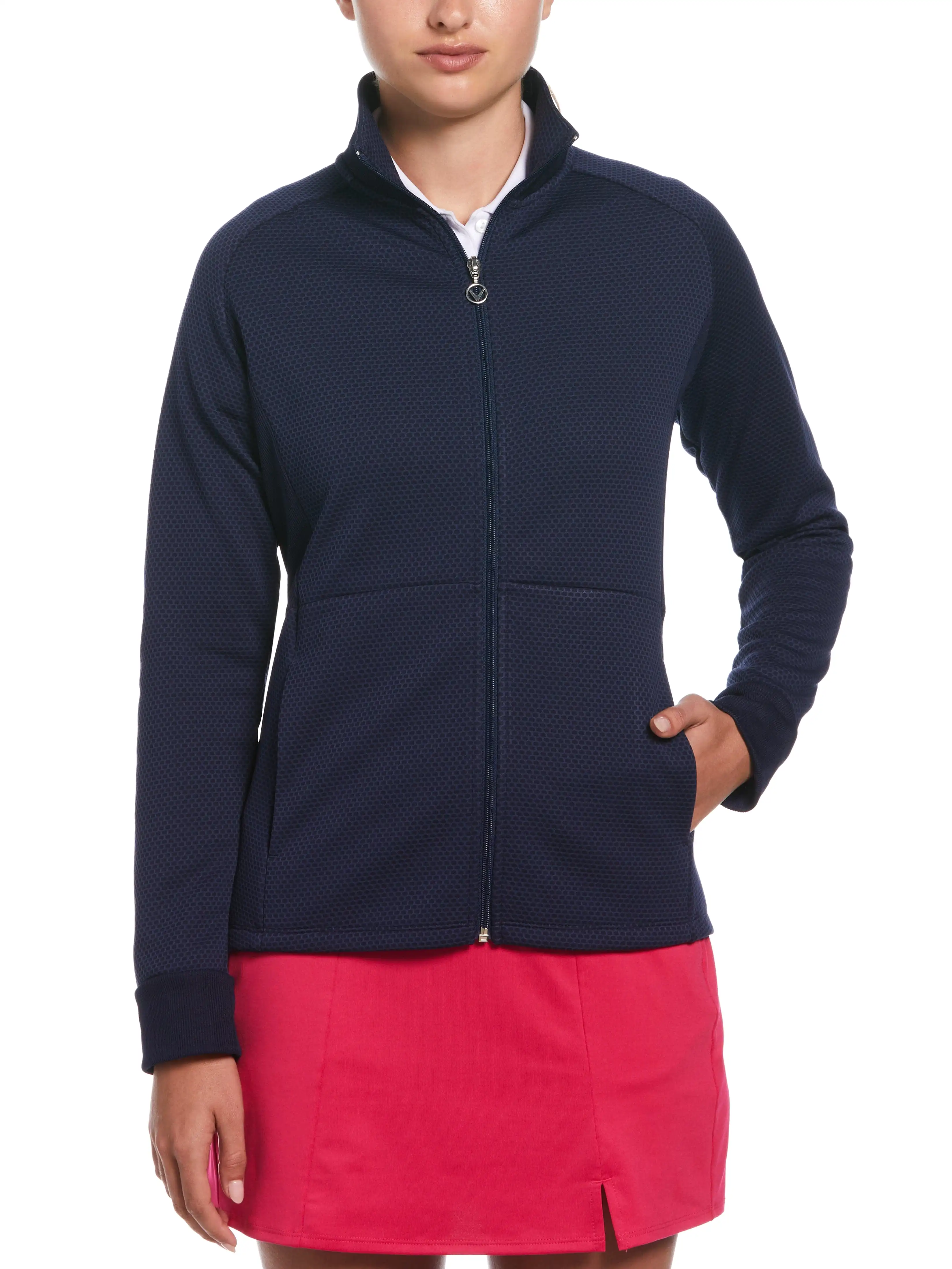 Womens Hexagon Heather Fleece Golf Jacket