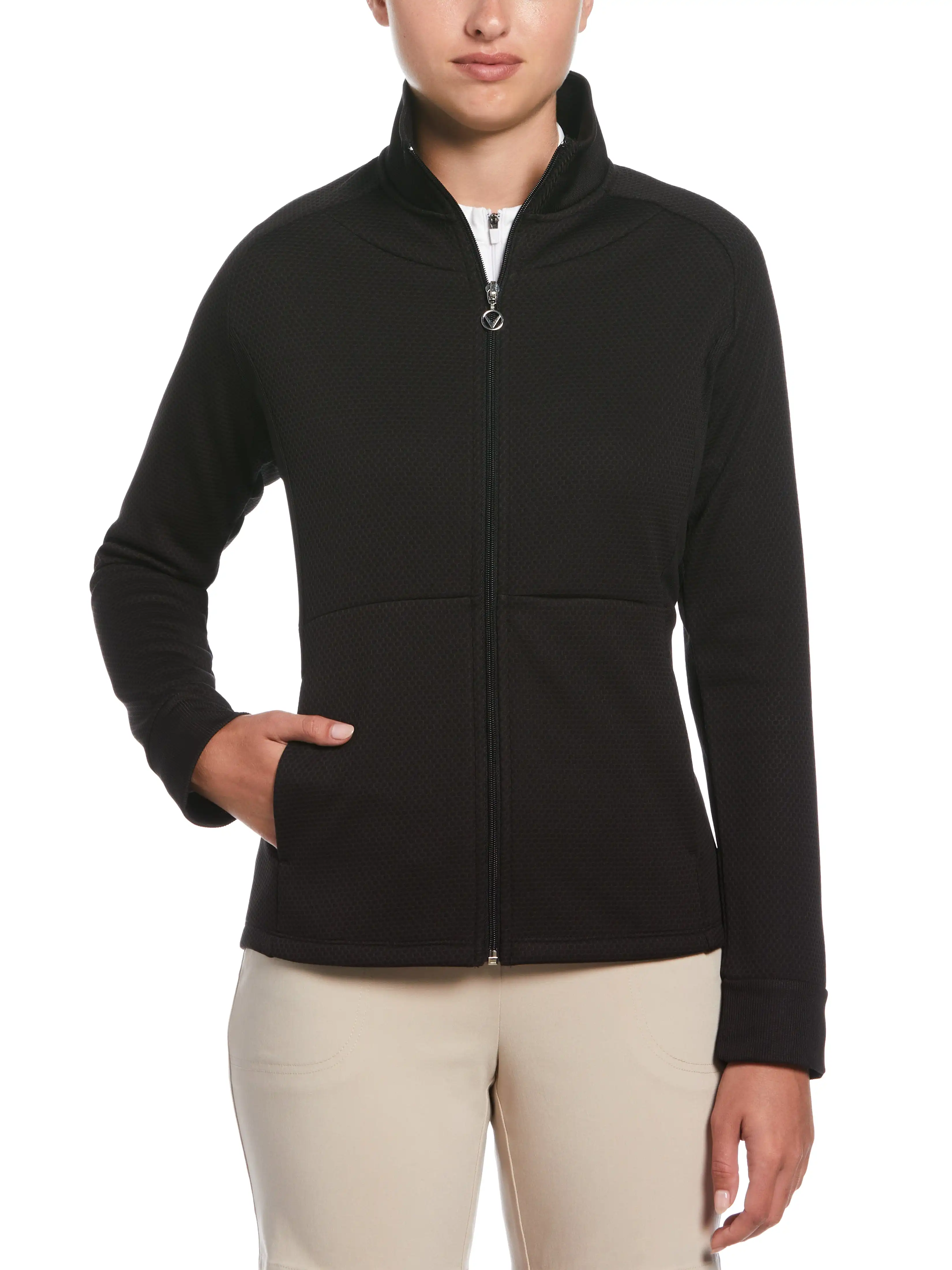 Womens Hexagon Heather Fleece Golf Jacket